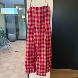 Reformation Christen linen midi dress - concha check